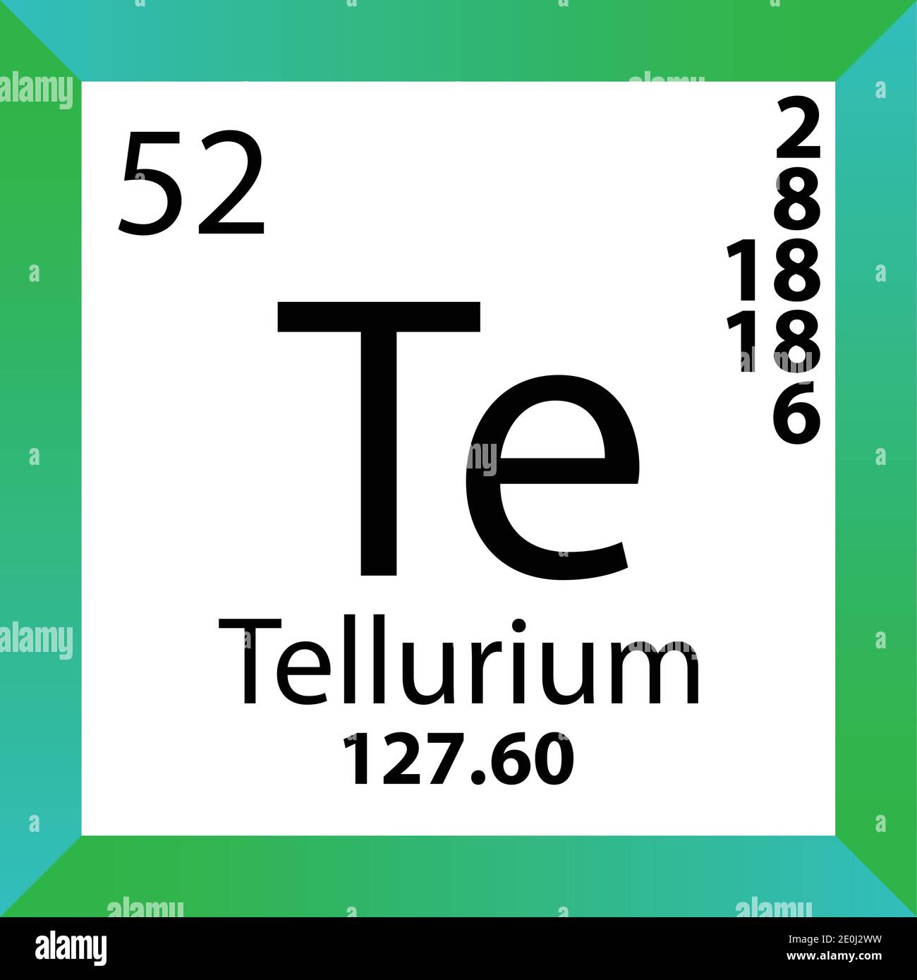 Te Tellurium Chemical Element Periodic Table. Single vector illustration, colorful Icon with