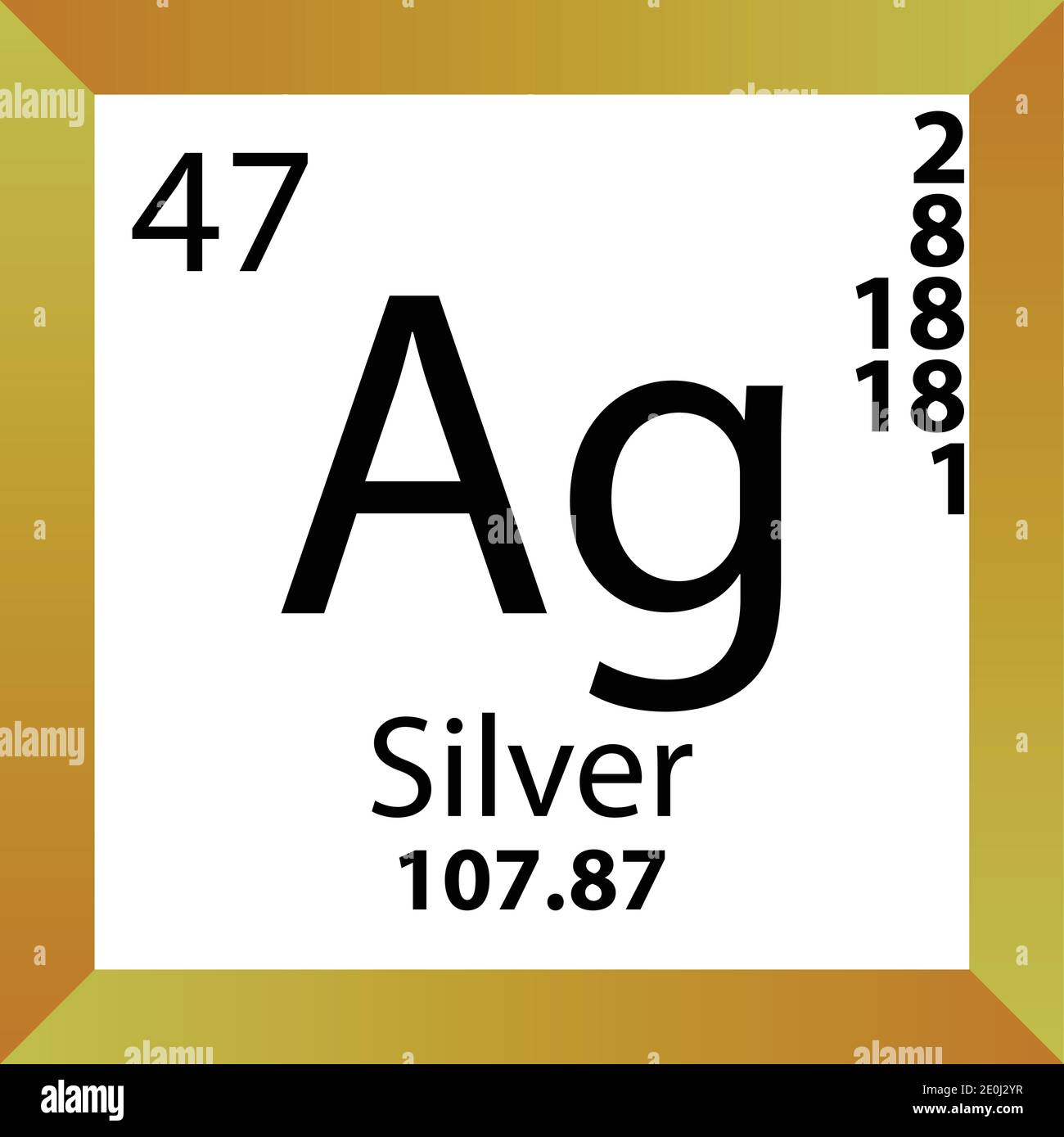 Ag Silver Chemical Element Periodic Table. Single vector illustration, colorful Icon with molar mass, electron conf. and atomic number. Stock Vector