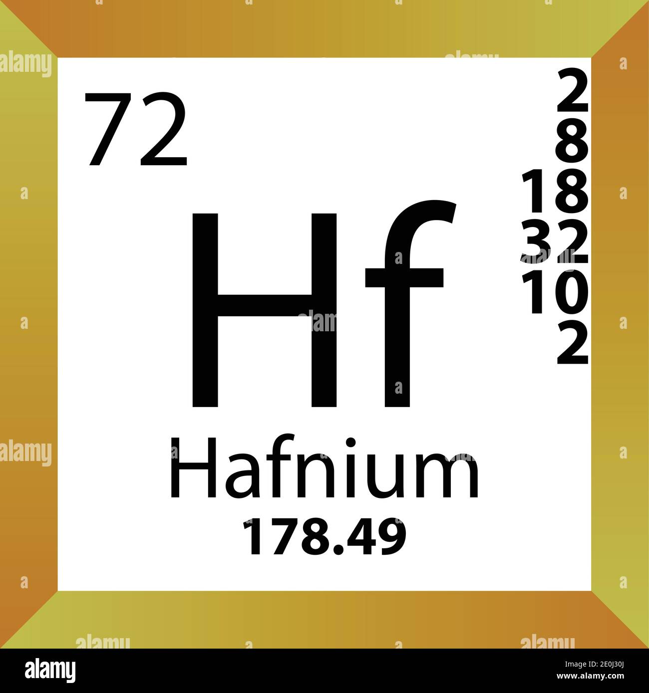 Hf Hafnium Chemical Element Periodic Table. Single vector illustration