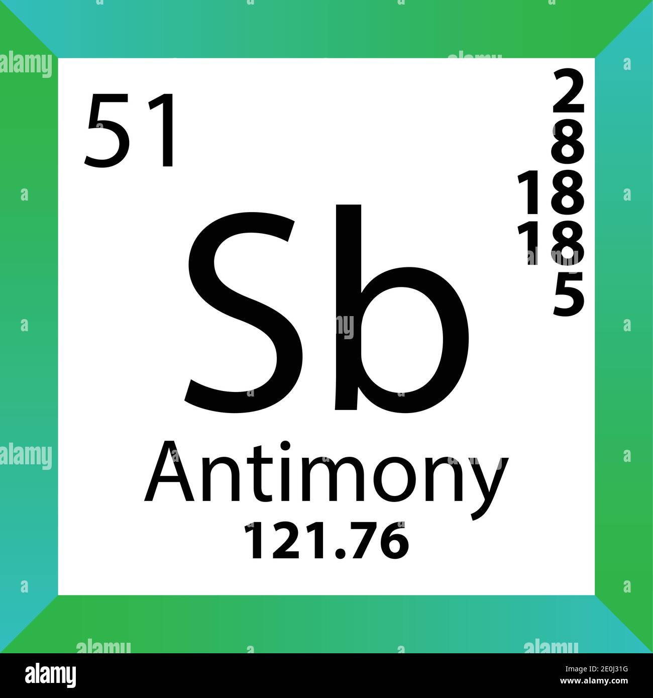 Sb Antimony Chemical Element Periodic Table. Single vector illustration,  colorful Icon with molar mass, electron conf. and atomic number Stock  Vector Image & Art - Alamy