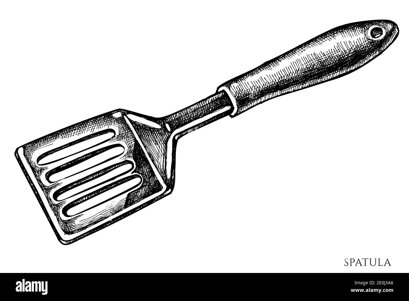 Vector set of hand drawn black and white spatula Stock Vector Image