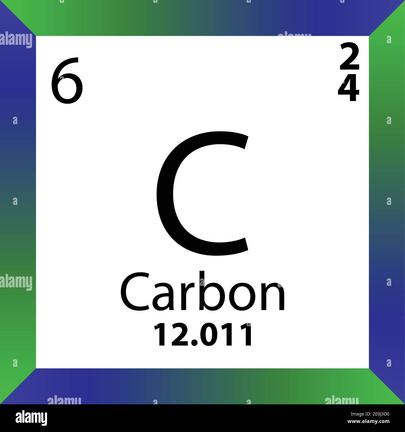C Carbon Chemical Element Periodic Table. Single vector illustration, colorful Icon with molar mass, electron conf. and atomic number. Stock Vector