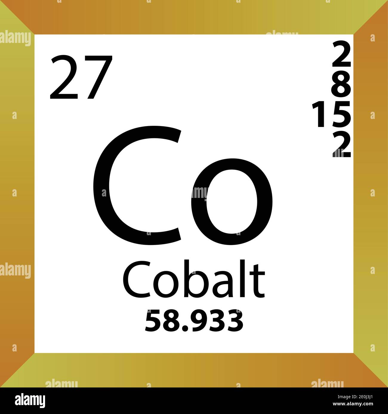 Co Cobalt Chemical Element Periodic Table. Single vector illustration, colorful Icon with molar mass, electron conf. and atomic number. Stock Vector