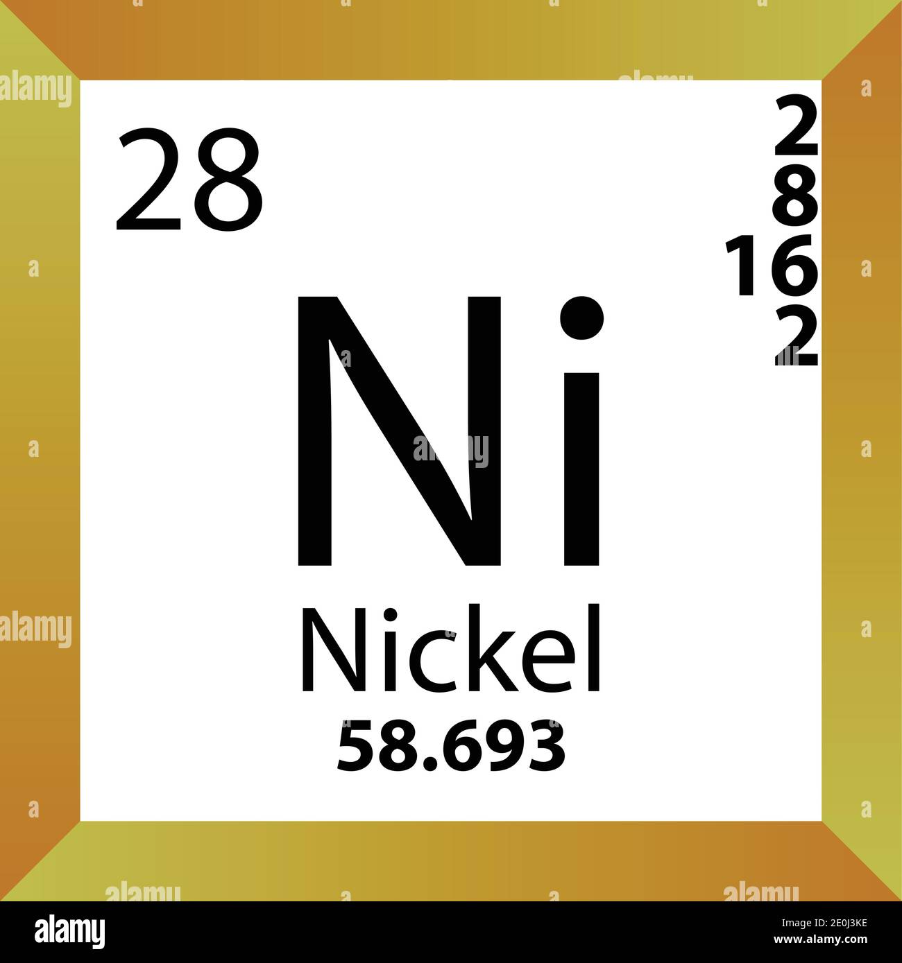 Ni Nickel Chemical Element Periodic Table. Single vector illustration,  colorful Icon with molar mass, electron conf. and atomic number Stock  Vector Image & Art - Alamy