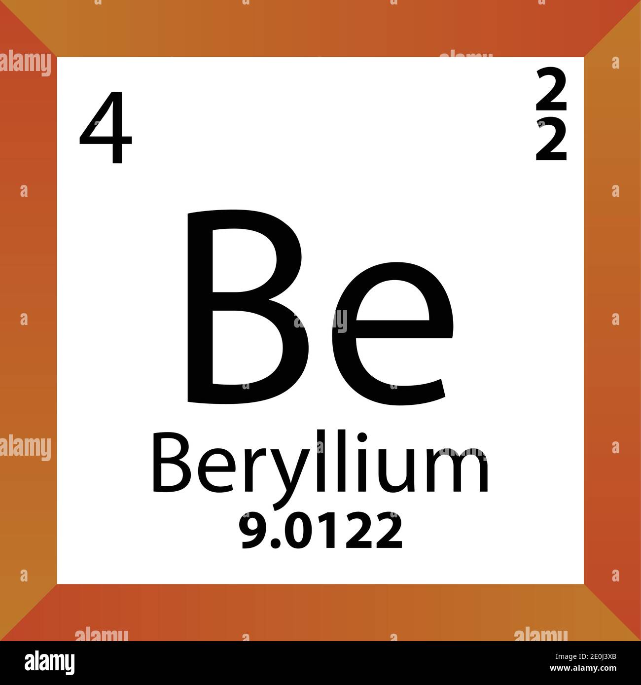 Be Beryllium Chemical Element Periodic Table. Single vector illustration,  colorful Icon with molar mass, electron conf. and atomic number Stock  Vector Image & Art - Alamy
