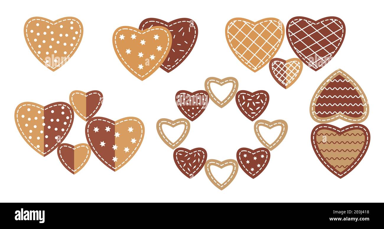Cookie heart set vector illustration Stock Vector