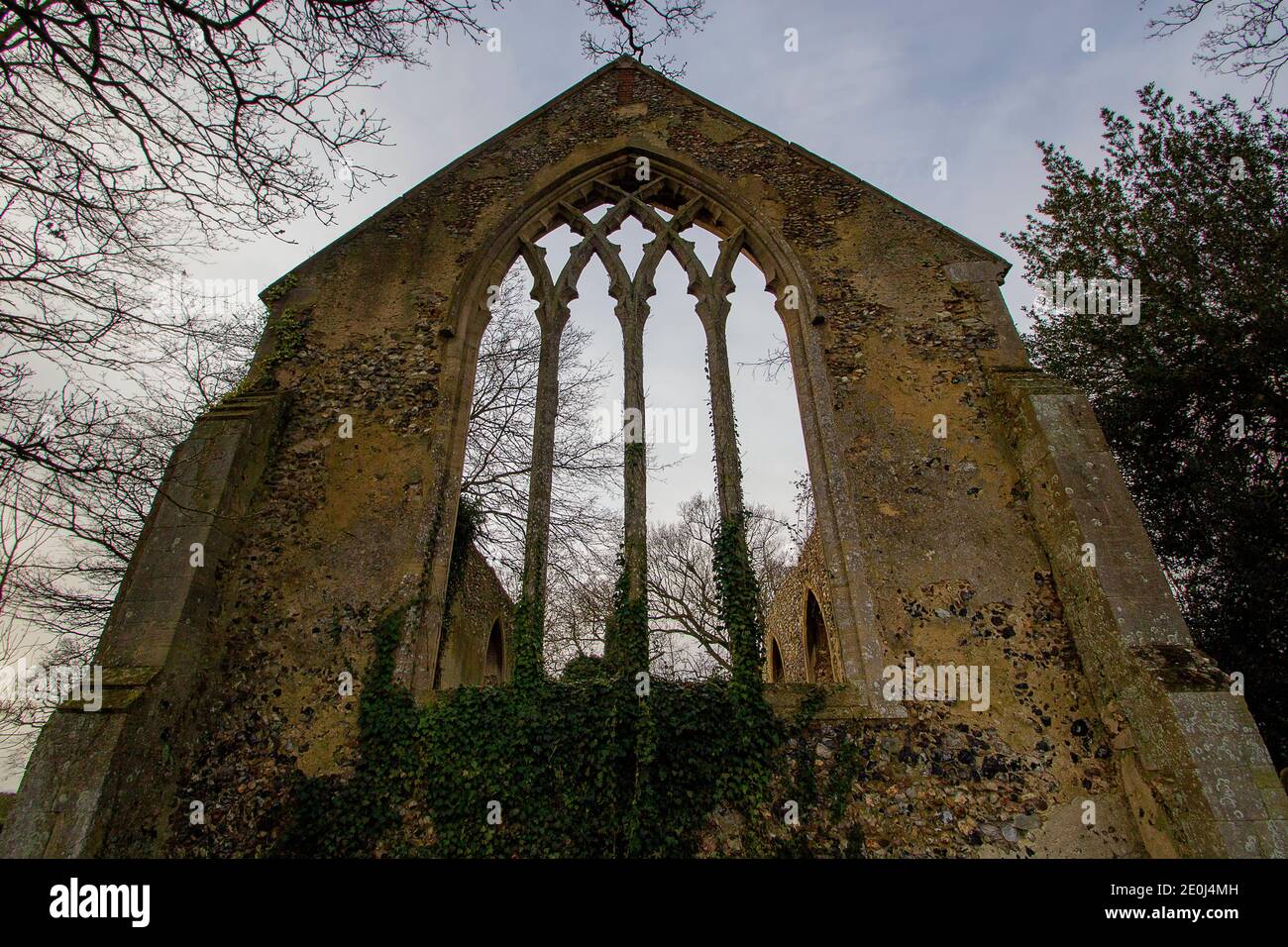 The ruins of the 13th century St Mary's Church in Tivetshall, Norfolk, UK Stock Photo
