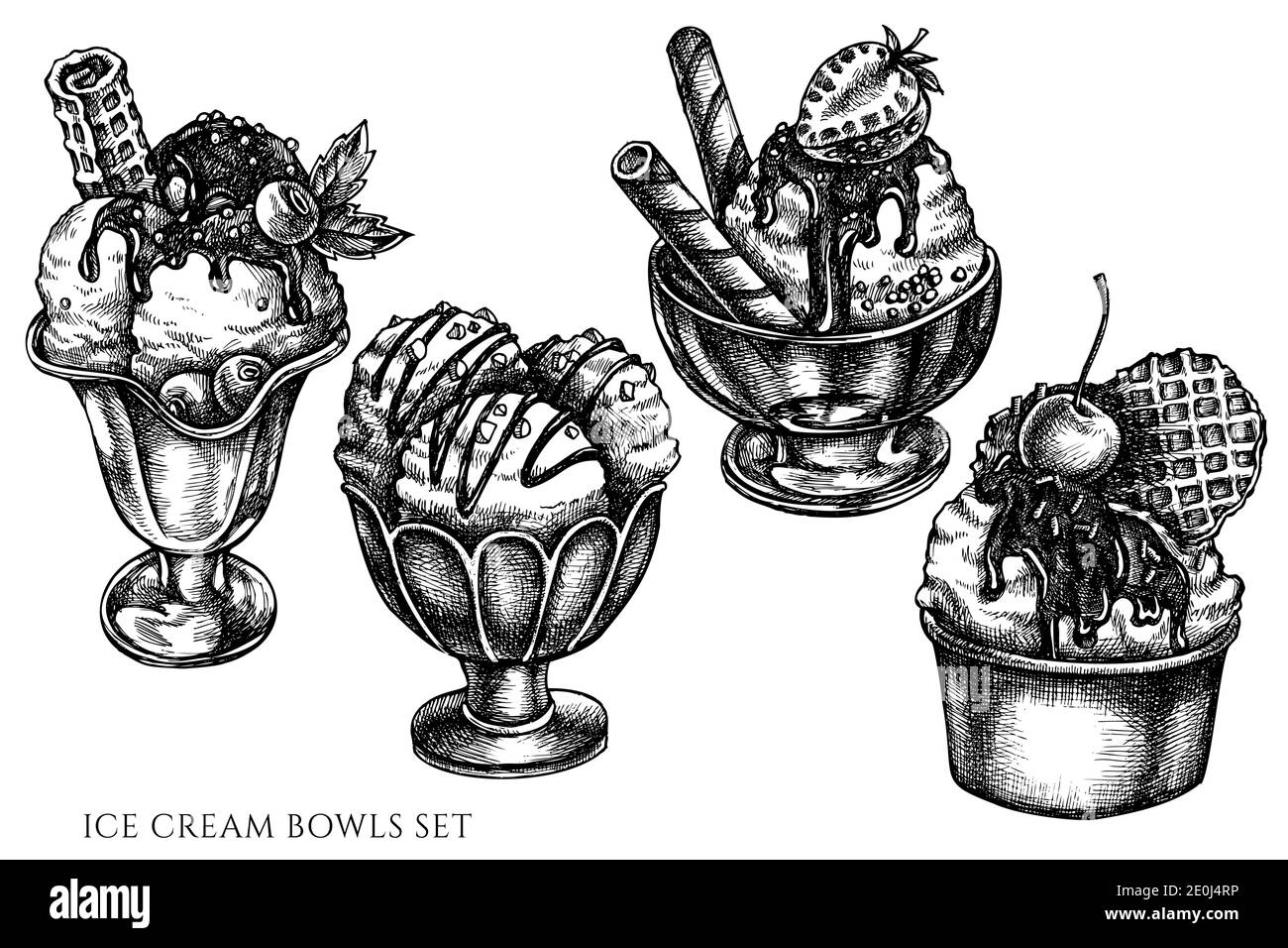Ice Cream Sundae Clipart Black And White