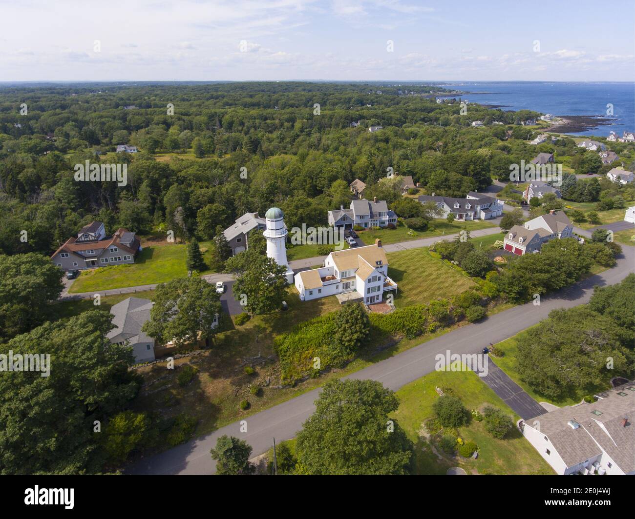 Aerial view of Cape Elizabeth Lights, also known as Two Lights, at the