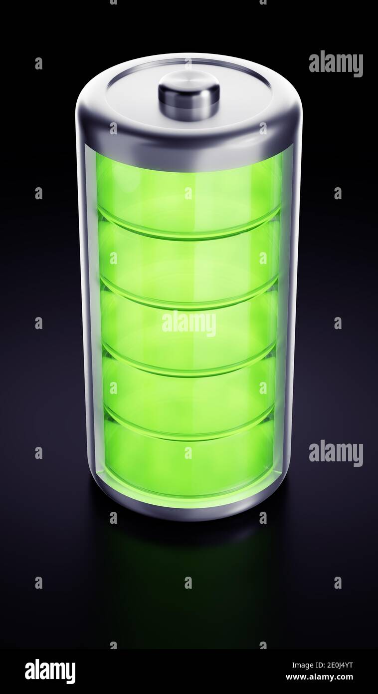3D Pictogram of a Fully Charged Battery Stock Photo