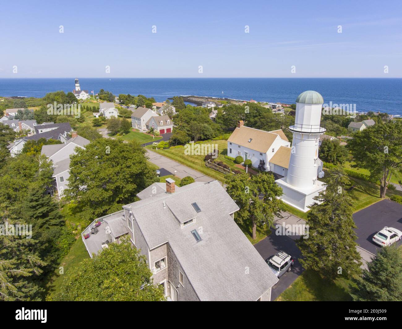 Aerial view of Cape Elizabeth Lights, also known as Two Lights, at the