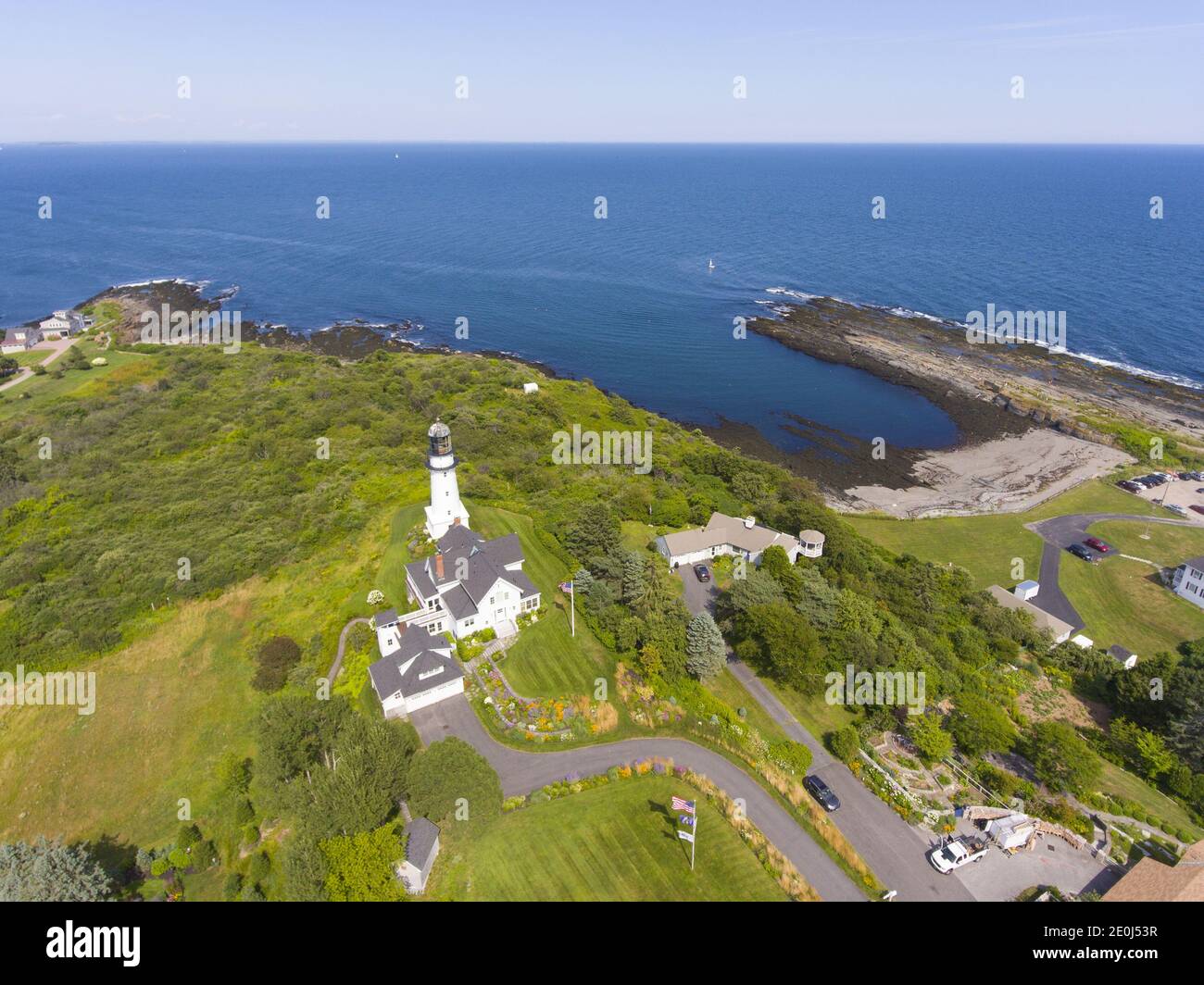 Aerial view of Cape Elizabeth Lights, also known as Two Lights, at the