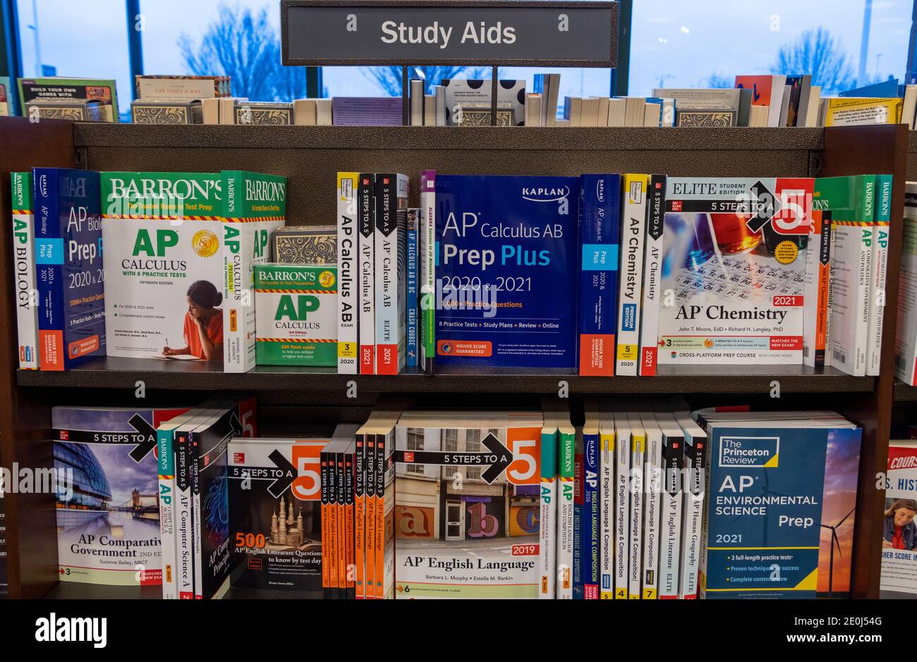 Study Aids books on sale, Barnes and Noble, USA Stock Photo