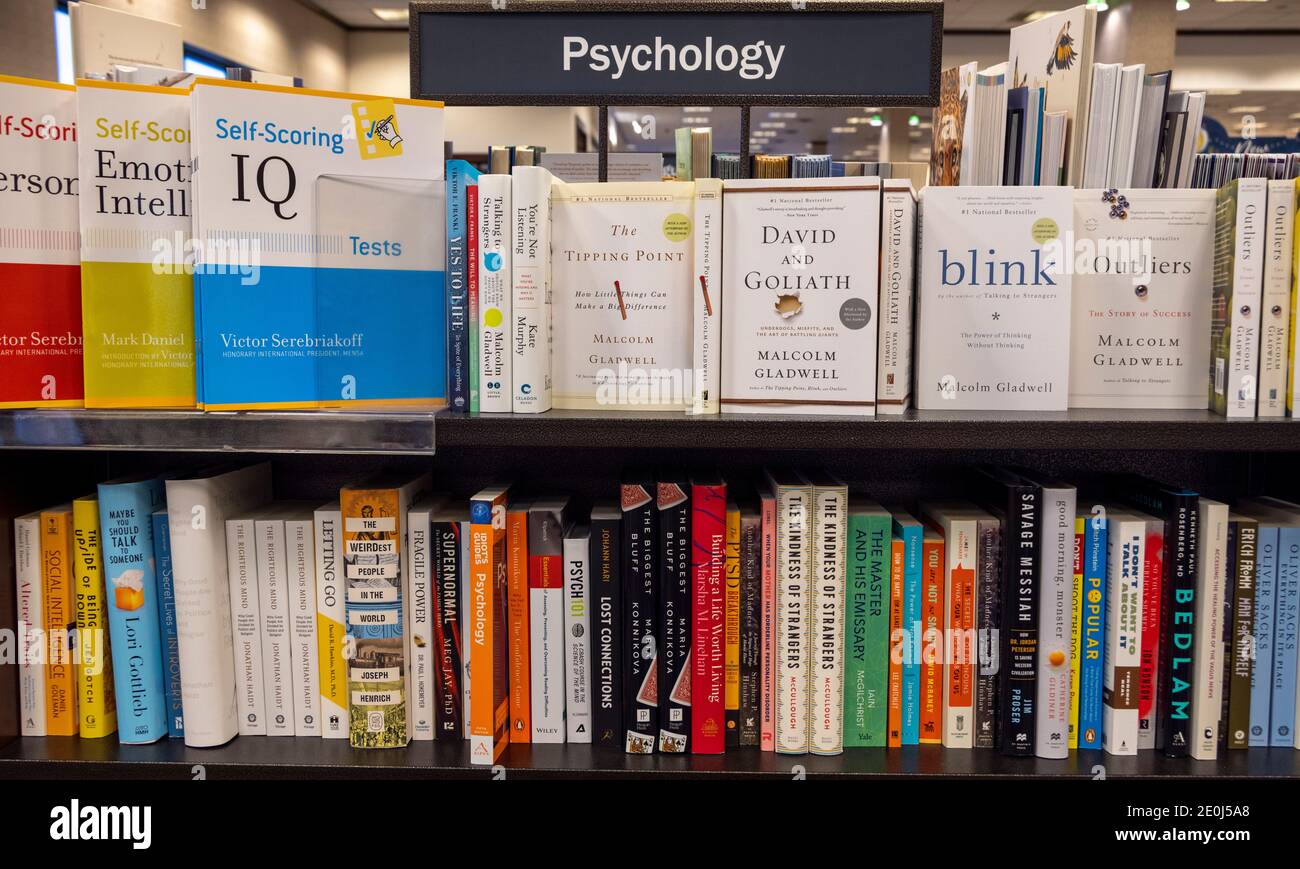 psychology books on sale, Barnes and Noble, USA Stock Photo