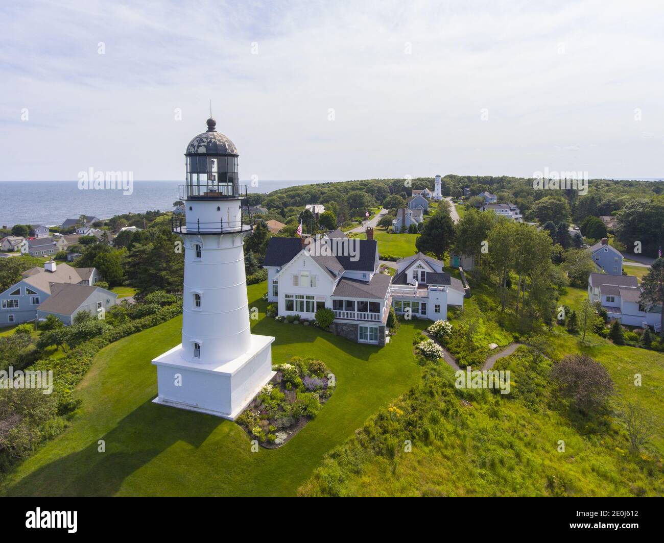 Aerial view of Cape Elizabeth Lights, also known as Two Lights, at the