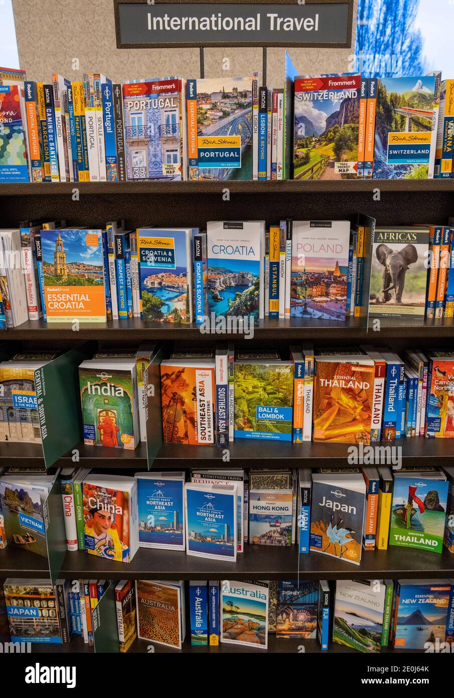 international travel books on sale, Barnes and Noble, USA Stock Photo