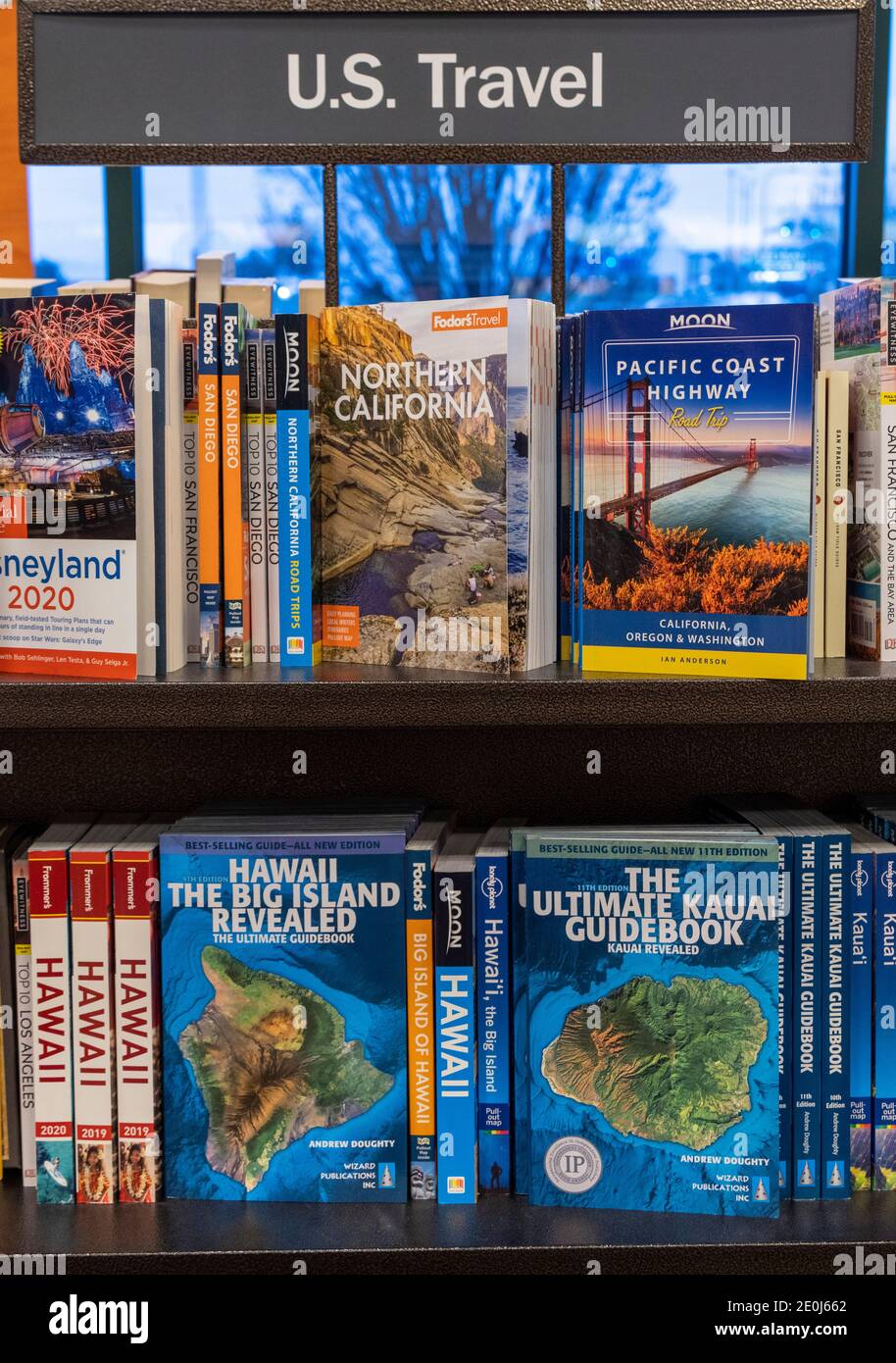 US travel books on sale, Barnes and Noble, USA Stock Photo