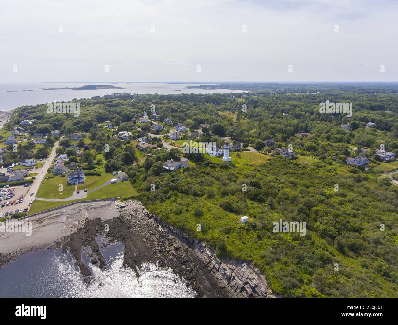 Aerial view of Cape Elizabeth Lights, also known as Two Lights, at the