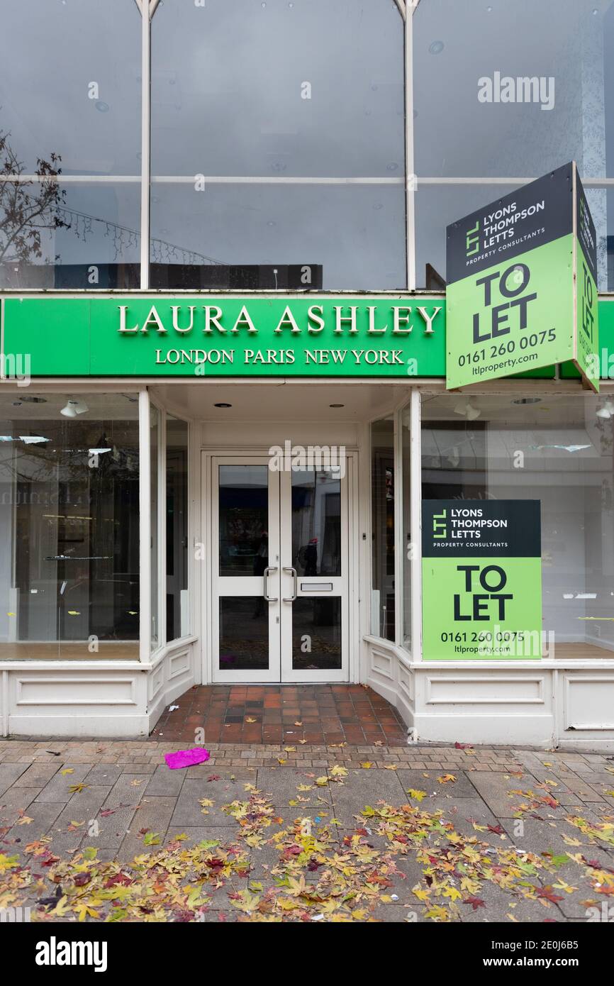 Laura Ashley shop, Preston, England. Closed and to let. Stock Photo