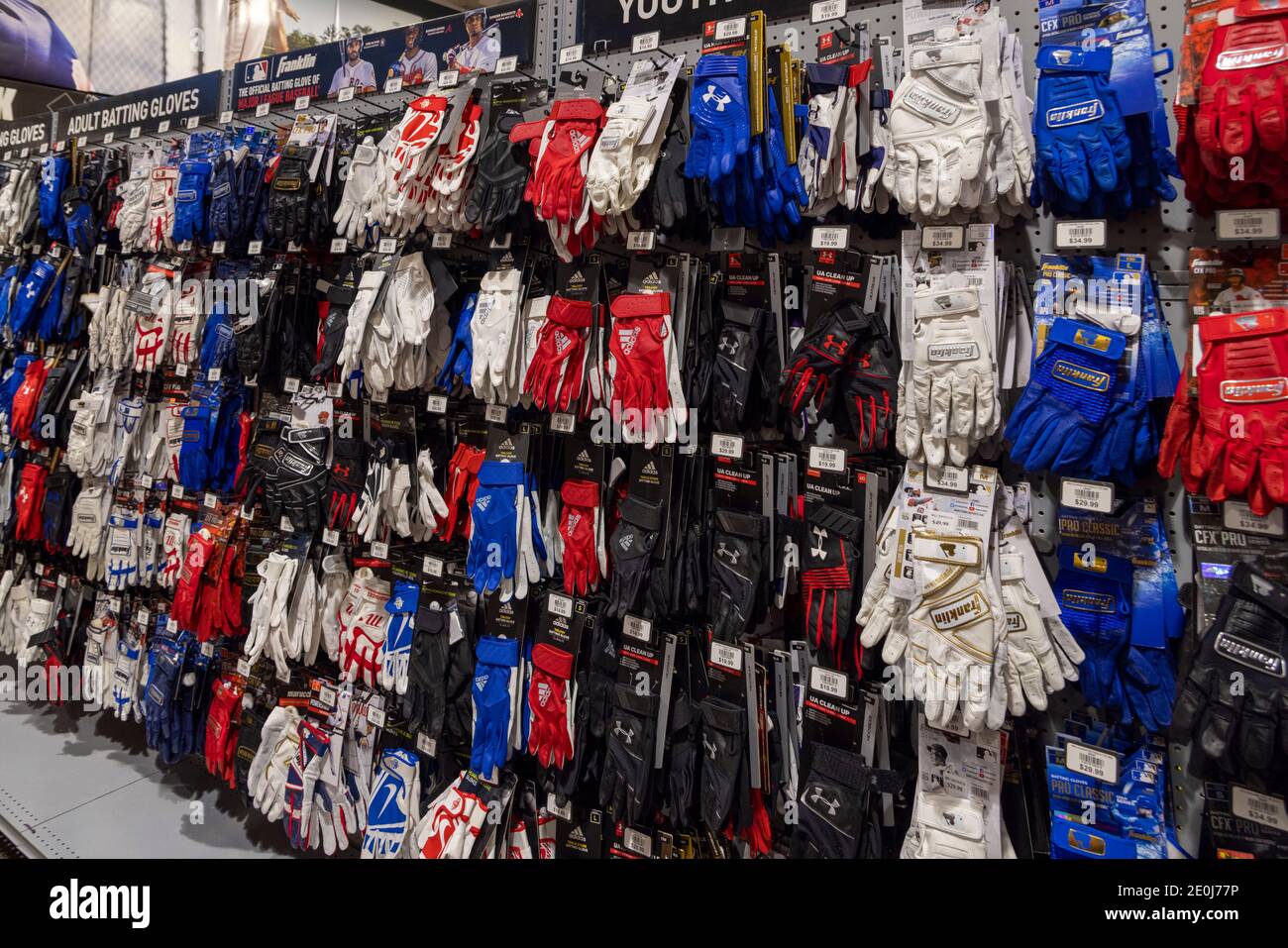 youth baseball batting gloves, Dick's Sporting Goods, Columbia Mall, Kennewick, Washington Sate, USA Stock Photo