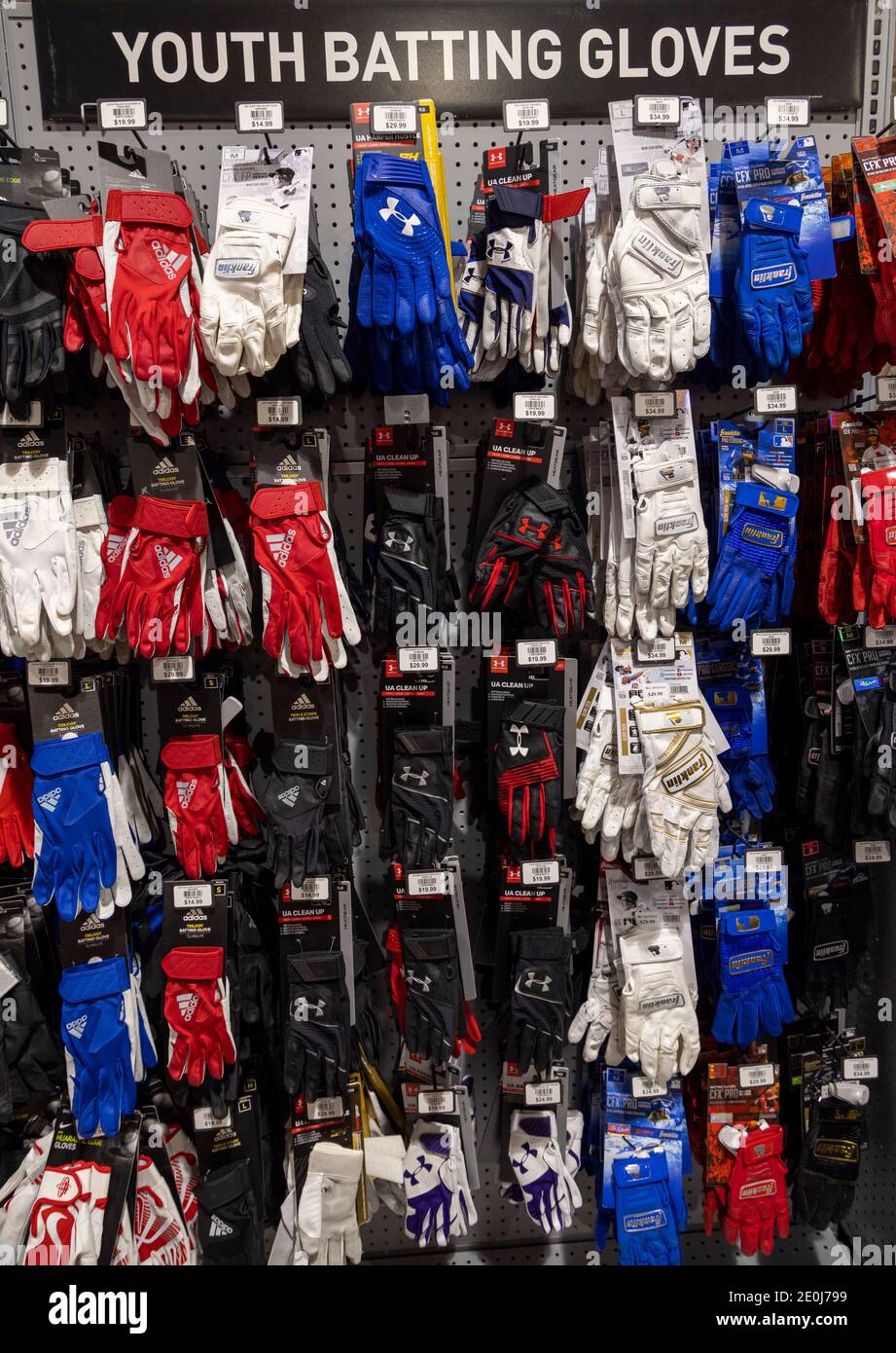 youth baseball batting gloves, Dick's Sporting Goods, Columbia Mall, Kennewick, Washington Sate, USA Stock Photo