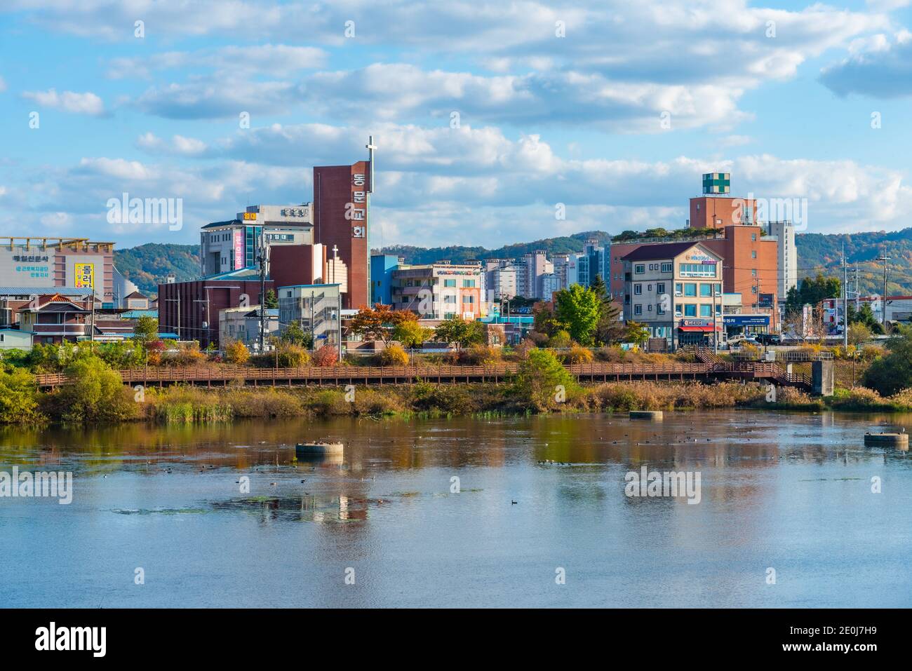 ANDONG, KOREA, NOVEMBER 4, 2019: Riverside of Nakdong river at Andong, Republic of Korea Stock Photo