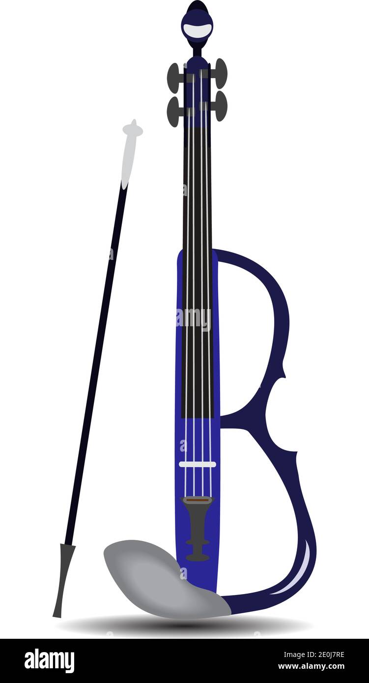 Electric violin with bow, vector illustration Stock Vector
