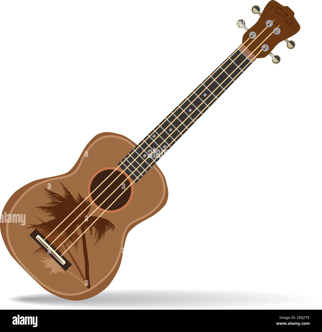 Vector illustration of hawaiian guitar ukulele isolated on white