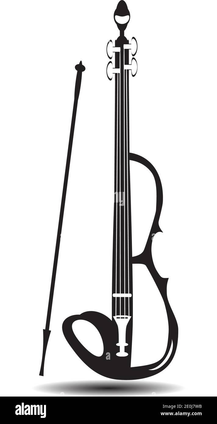 Electric violin with bow, vector black and white illustration Stock Vector Image & Art Alamy