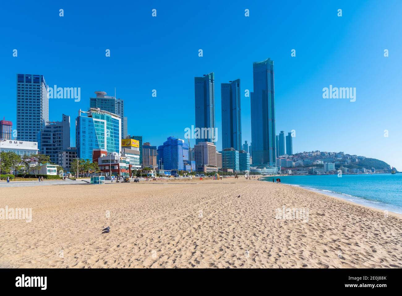 BUSAN, KOREA, OCTOBER 30, 2019: Haeundae Beach in Busan, republic of Korea Stock Photo