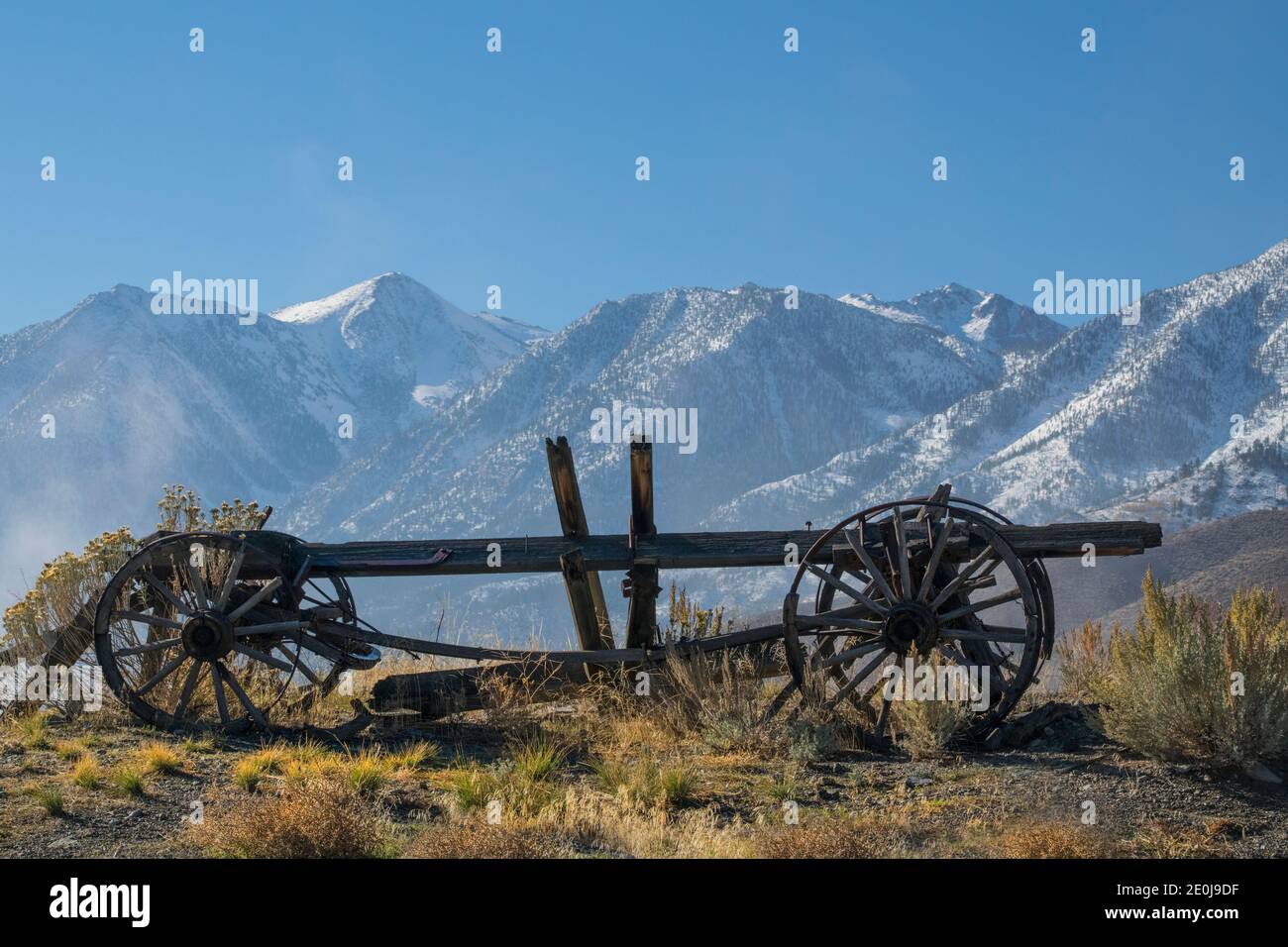Abandoned wagon in the high sierra nevada mountains hi res stock