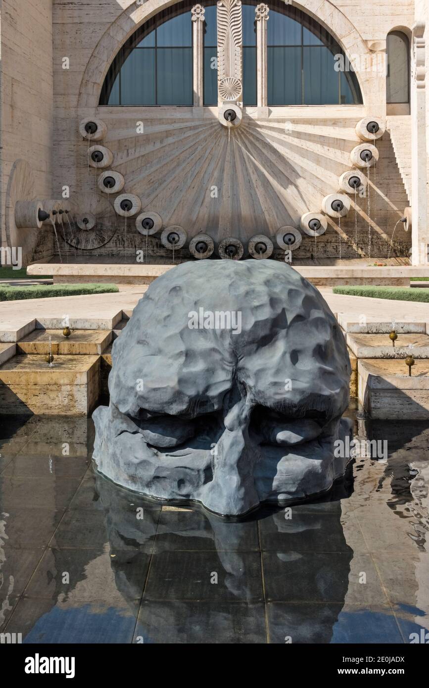 Statue, the Visitor, by David Breuer Weil, specially made for the opening of the Cafesjian Center for the Arts, in front of the Cascade, Yerevan, Arme Stock Photo