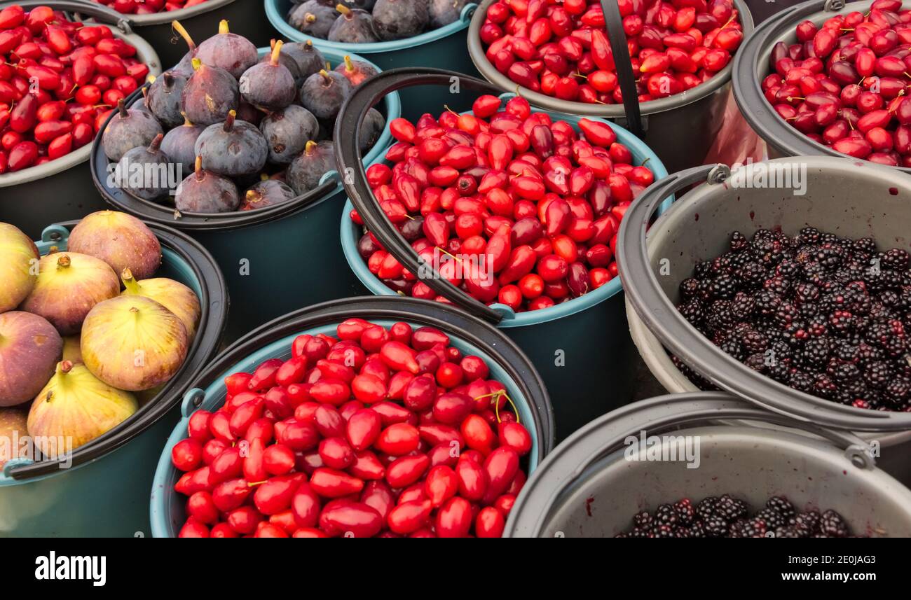 Selling fruit at the market, Gyumri, Shirak Province, Armenia Stock Photo