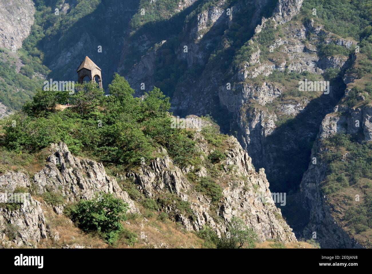 A small church in Vorotan Canyon, Syunik Province, Armenia Stock Photo