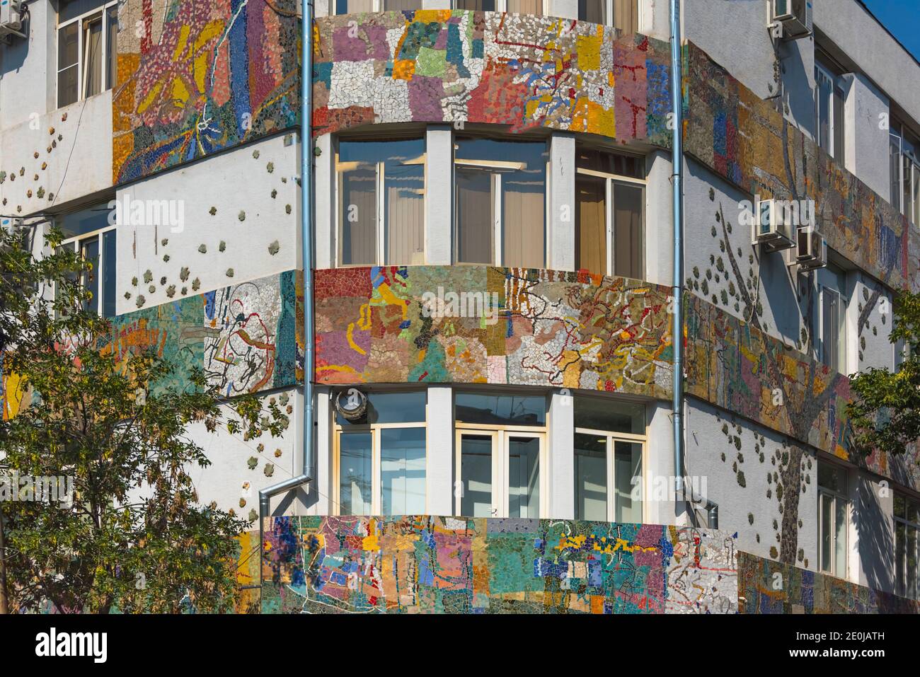 Building with colorful mural, Yerevan, Armenia Stock Photo