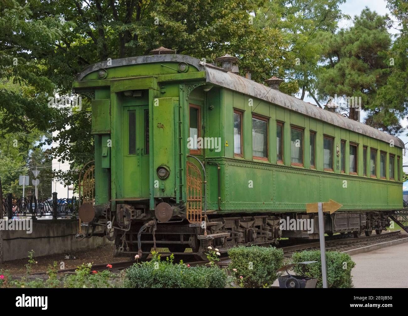 Stalin's personal railway carraige outside Joseph Stalin Museum, Gori, Georgia Stock Photo