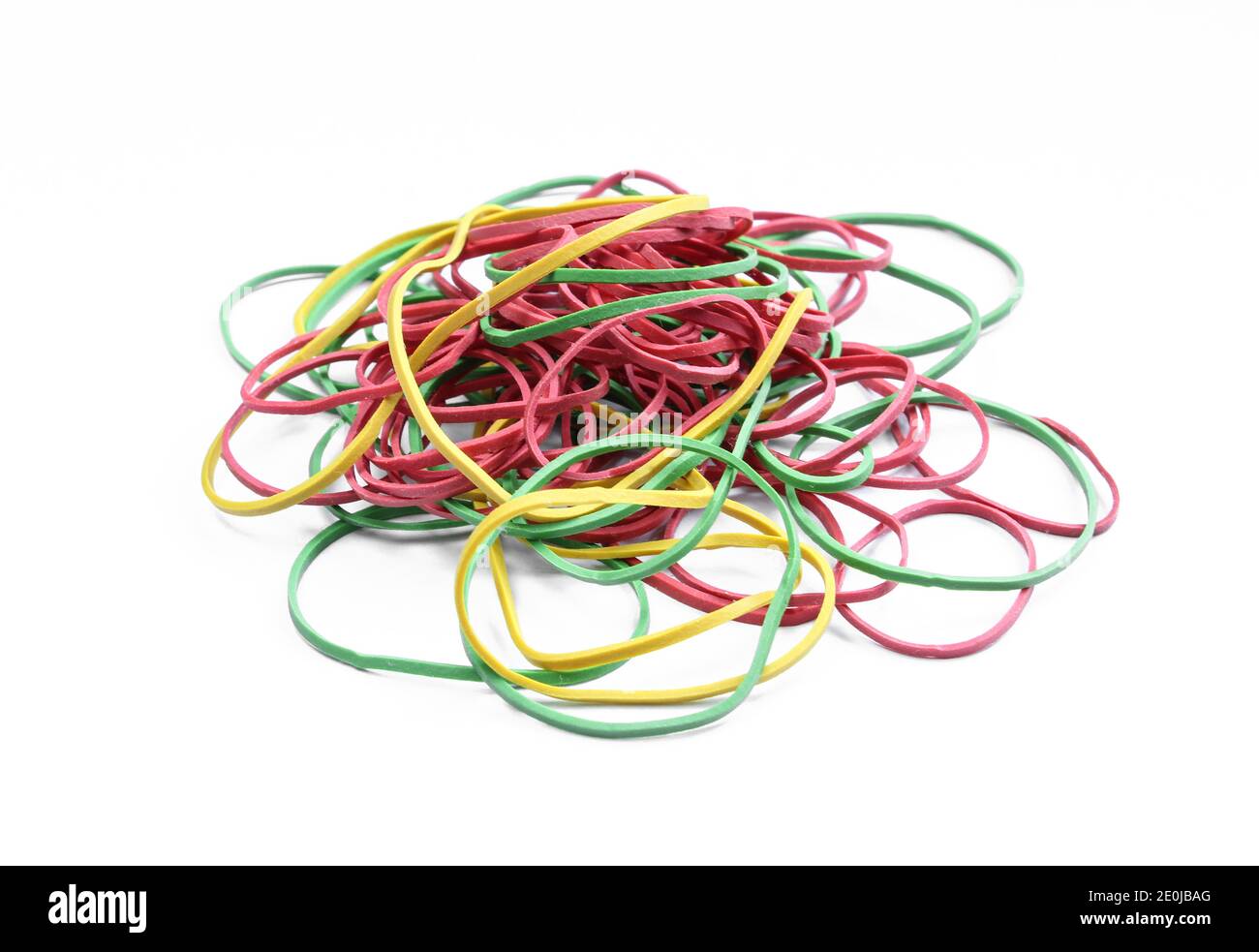 Bunch of colorful rubber bands isolated on white background Stock Photo