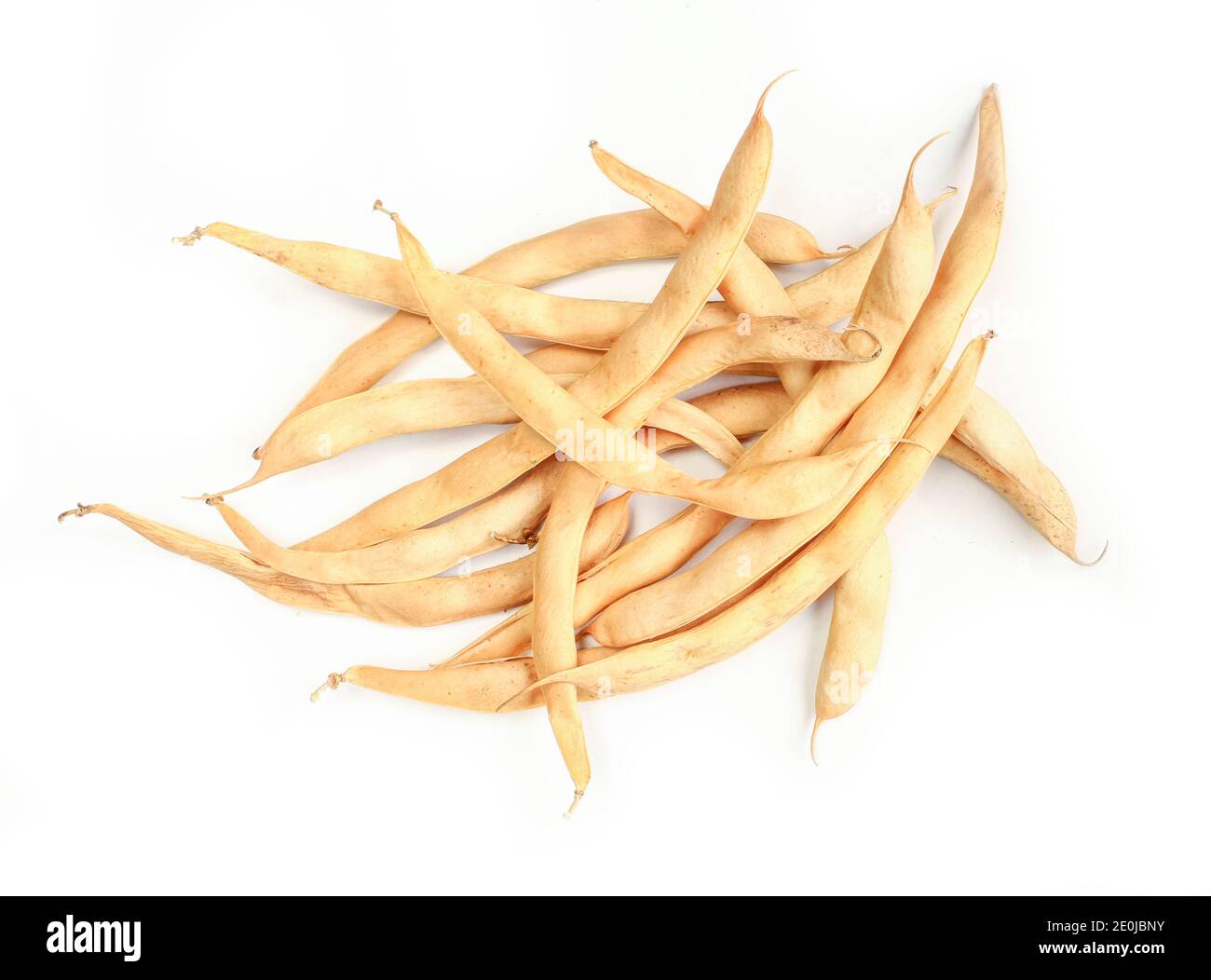 Group of dry string beans isolated on white background. Raw vegetables