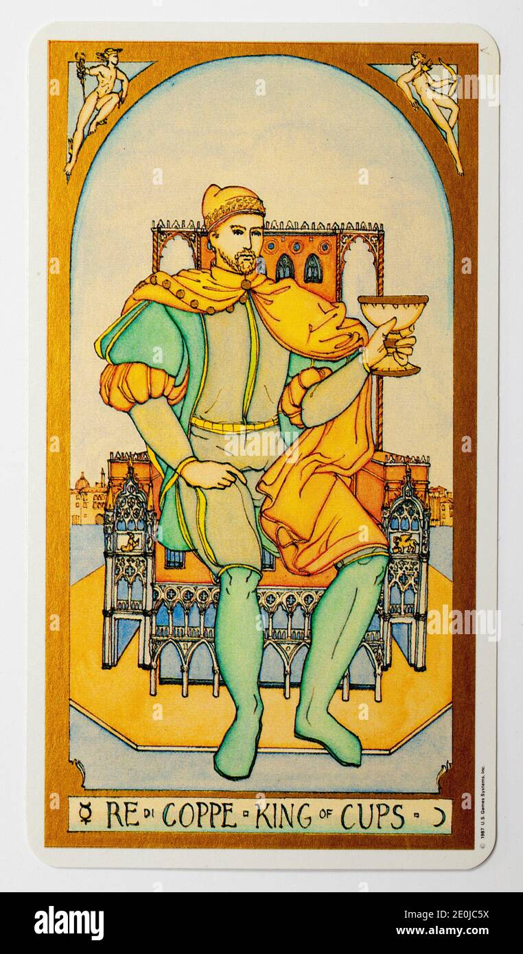 King of Cups Tarot Card from US Games Systems Ltd Renaissance Deck Stock Photo