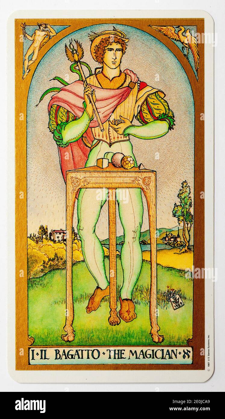 The Magician Tarot Card from US Games Systems Ltd Renaissance Deck Stock Photo