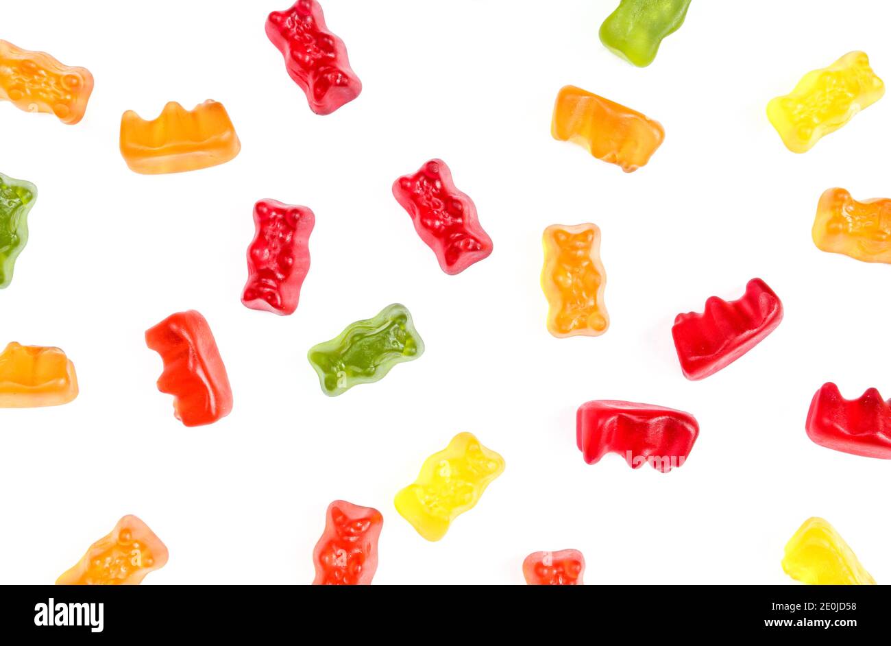 Background made of colorful gummy bears. Tasty gelatin sweets pattern Stock Photo