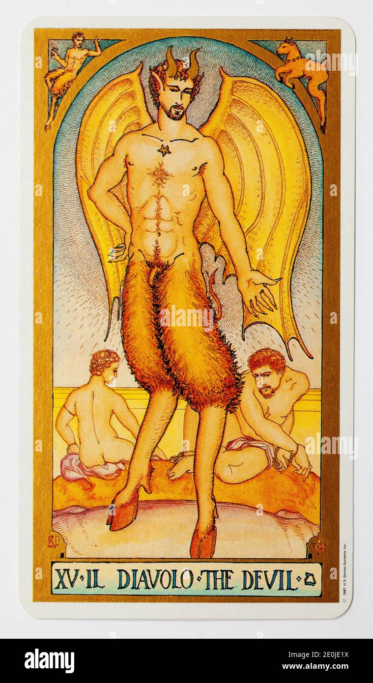 The Devil Tarot Card from US Games Systems Ltd Renaissance Deck Stock Photo