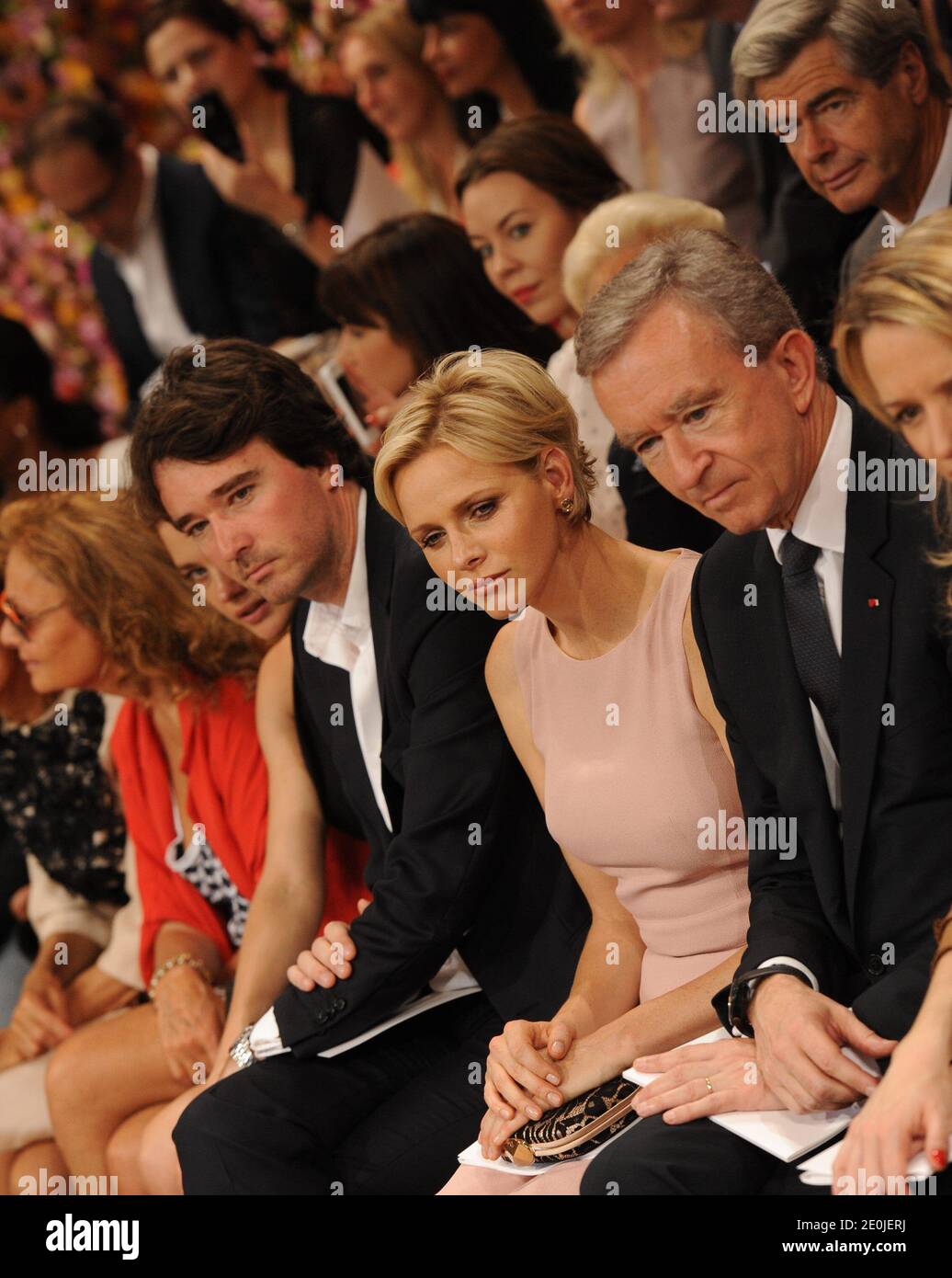 Delphine Arnault, Bernard Arnault (C,) and Antoine Arnault attend the  opening of Givenchy new store in Paris, France on February 28, 2008. Photo  by Marco Vitchi/ABACAPRESS.COM Stock Photo - Alamy