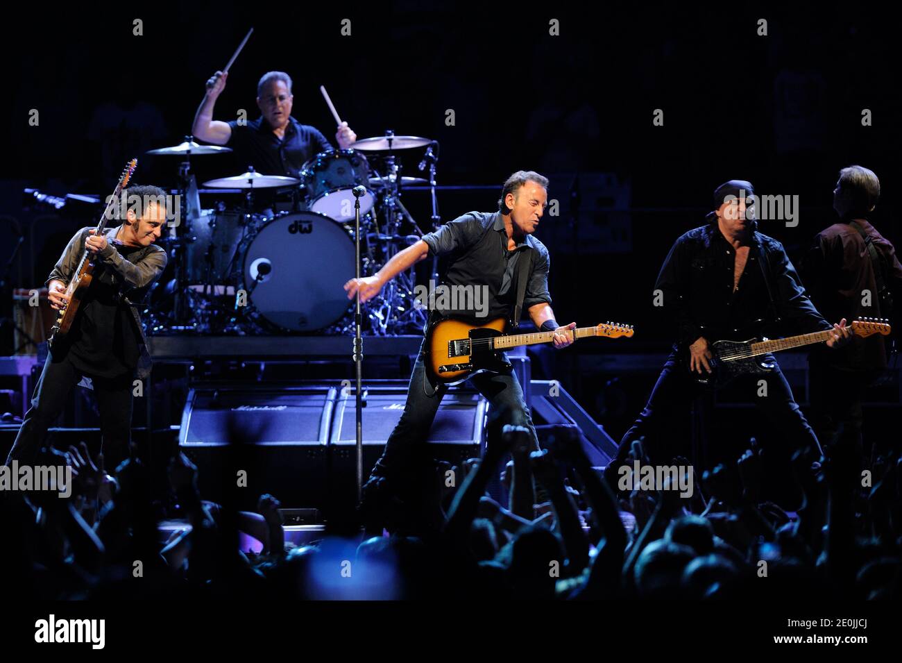 Bruce Springsteen and his E Street Band perform at the POPB concert hall in Paris, France, on Independence Day, July 4, 2012, as part of his Wrecking Ball Tour. Photo by Alban Wyters/ABACAPRESS.COM Stock Photo