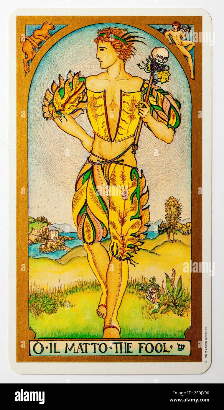 The Fool Tarot Card from US Games Systems Ltd Renaissance Deck Stock Photo