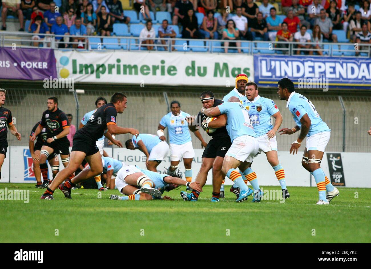 Illustration during the french Top 14 rugby match USAP vs RCNM. USAP ...