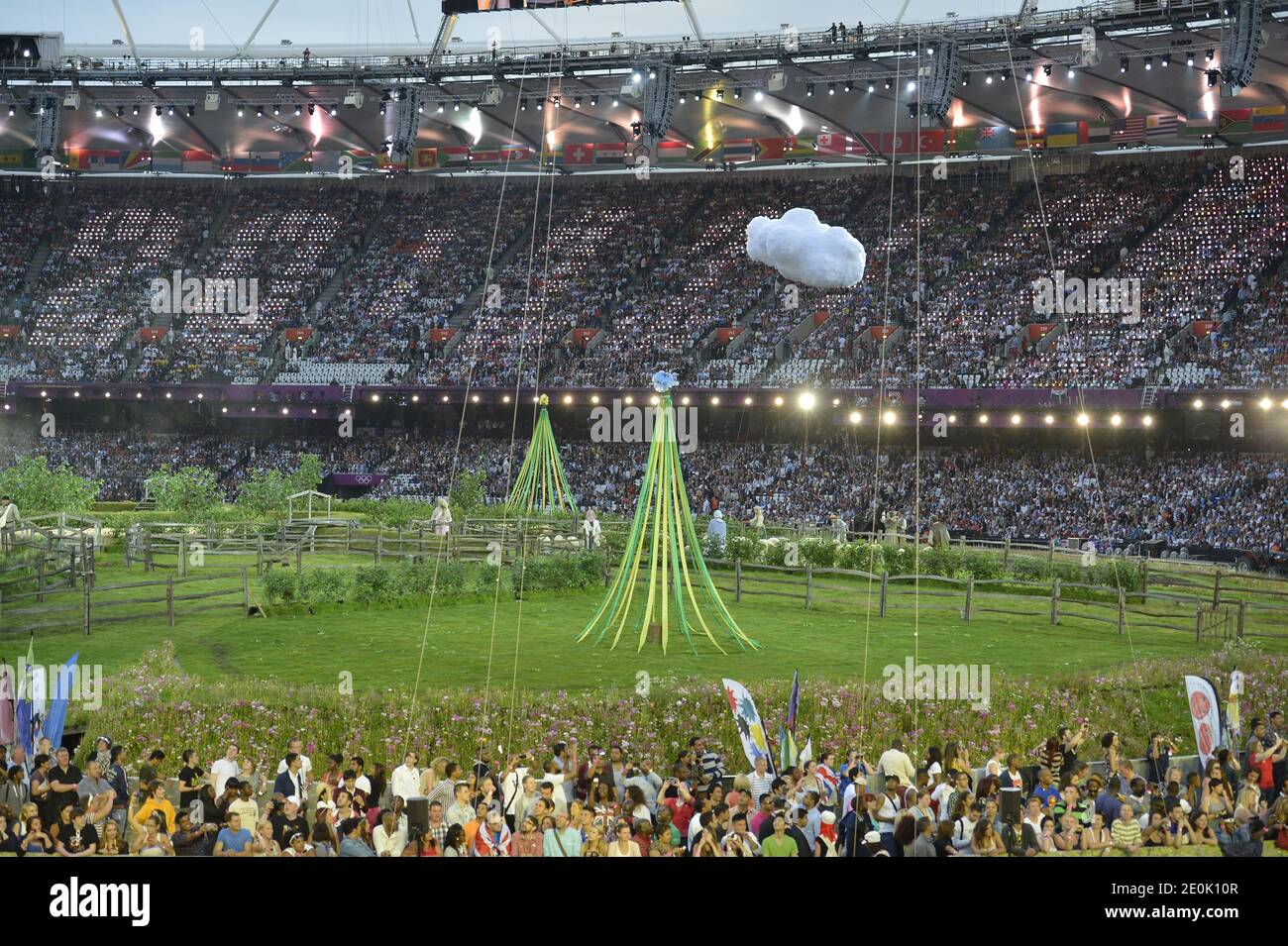 The show during the London Olympic Games 2012 Opening Ceremony at the Olympic Stadium, London Olympic Games in London, UK on July 27, 2012. Photo by ABACAPRESS.COM Stock Photo