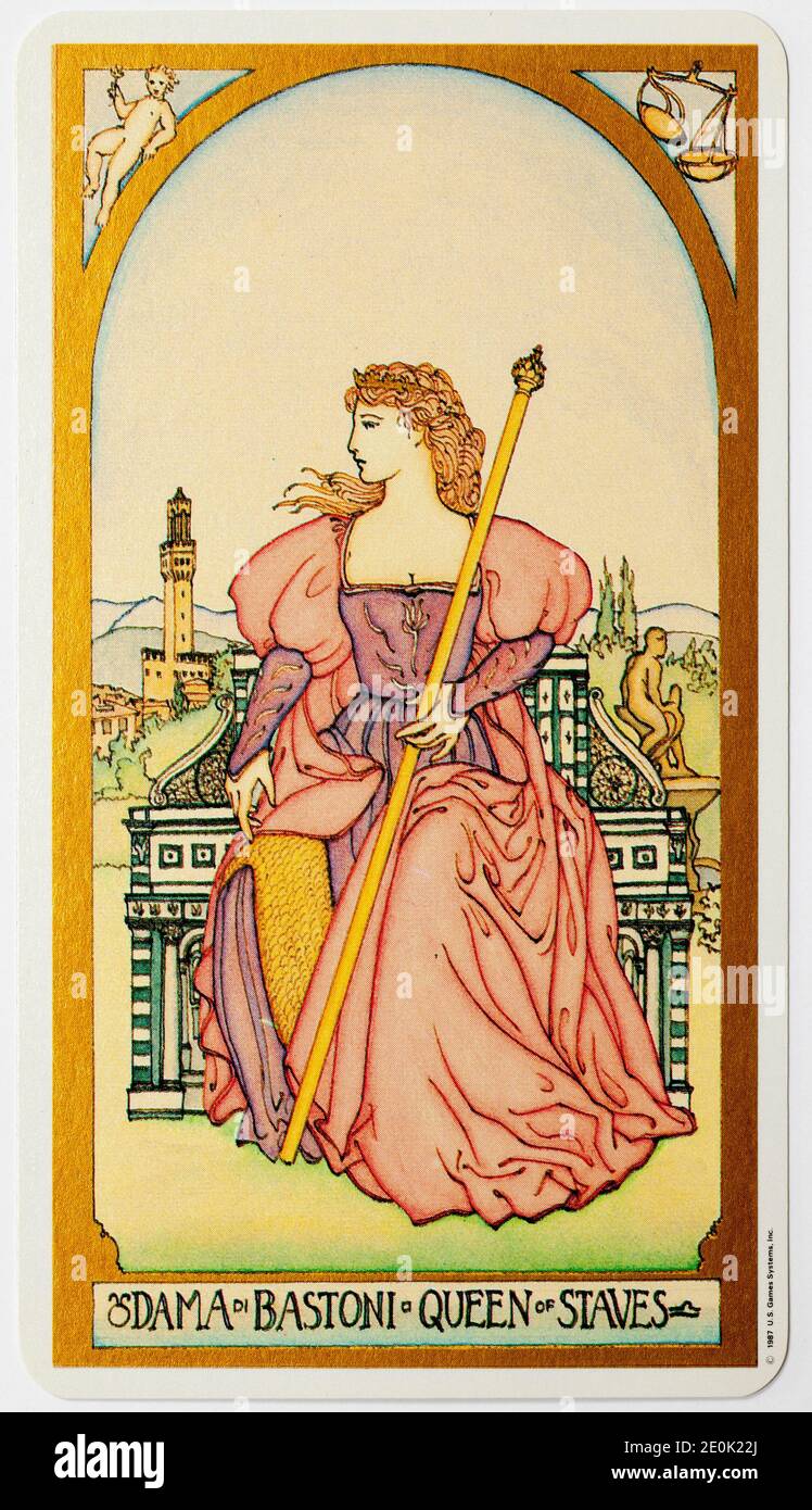 Queen of Staves Tarot Card from US Games Systems Ltd Renaissance Deck Stock  Photo - Alamy