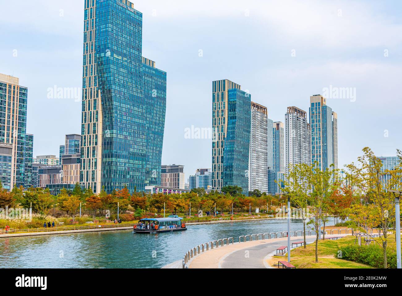 INCHEON, KOREA, OCTOBER 25, 2019: Skyscrapers surrounding Songdo ...