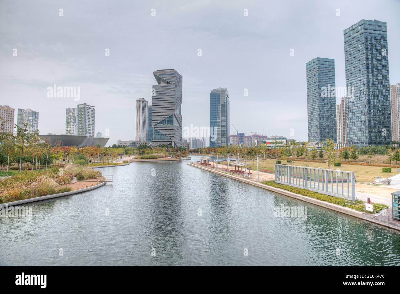 INCHEON, KOREA, OCTOBER 25, 2019: Skyscrapers surrounding Songdo ...